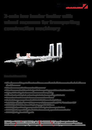Lowbed römorklar Schwarzmüller 3-axle low loader trailer with wheel recesses for transporting construction machinery