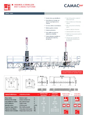 Direk tırmanma çalışma platformları CAMAC Camac 1500