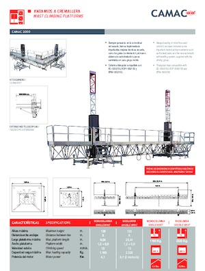 Direk tırmanma çalışma platformları CAMAC Camac 2000