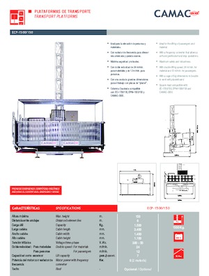 Endüstriyel asansörler CAMAC ECP 1500/150