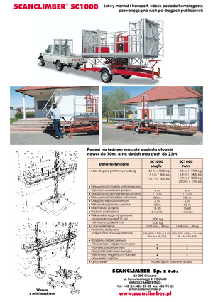 Direk tırmanma çalışma platformları Scanclimber SC 1000 E