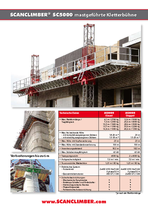 Direk tırmanma çalışma platformları Scanclimber SC 5000 E