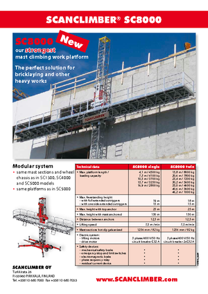 Mast Climbing Work Platforms Scanclimber SC 8000 E