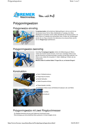 Meadow and field rollers Bremer PG 250 V