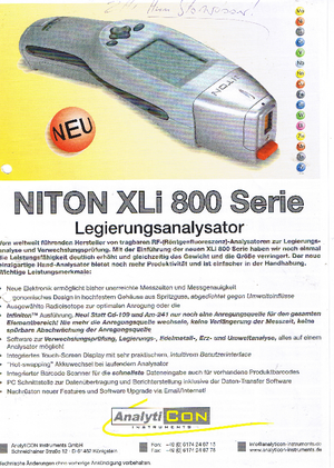 Metal Analyzers Niton XLi 800
