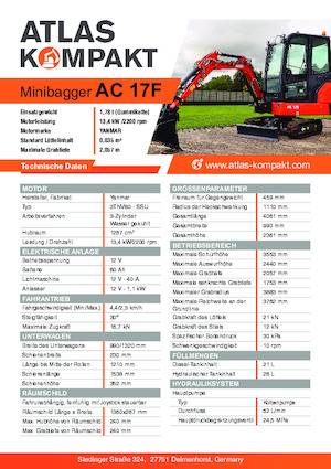 Mini ekskavatörler Atlas Kompakt AC 17F