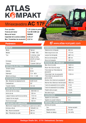 Mini ekskavatörler Atlas Kompakt AC 17F