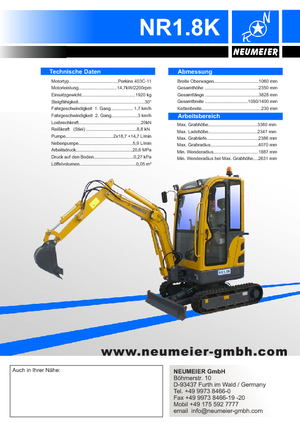 Mini Excavators Neumeier NR 1.8 K