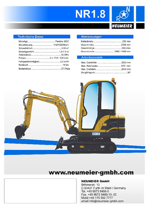 Mini ekskavatörler Neumeier NR 1.8