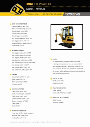 Mini ekskavatörler PowerPlus PP20S-IX