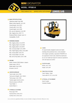 Mini Excavators PowerPlus PP35E-IX