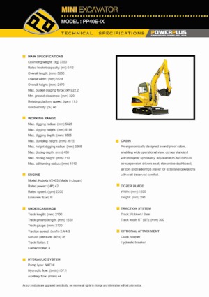 Mini Excavators PowerPlus PP40E-IX