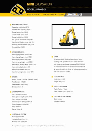 Mini Excavators PowerPlus PP60E-IX