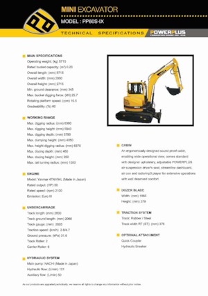Mini Excavators PowerPlus PP60S-IX