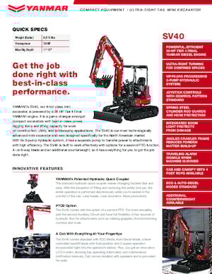 Mini Excavators Yanmar SV40