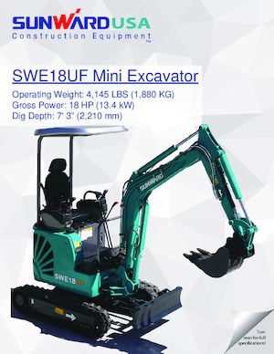 Mini Excavators Sunward SWE18UF