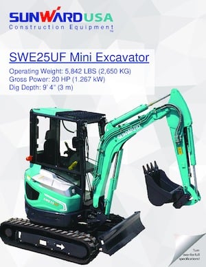 Mini Excavators Sunward SWE25UF 