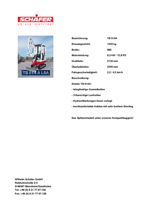 Mini Excavators Takeuchi TB 014 A