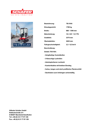 Mini ekskavatörler Takeuchi TB 016 A