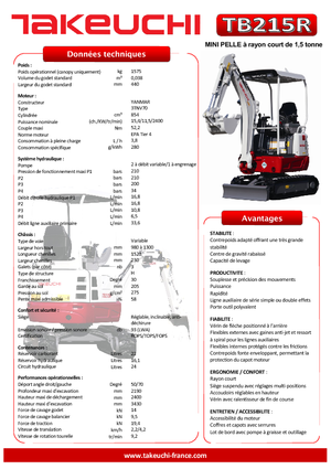 Mini ekskavatörler Takeuchi TB 215 R