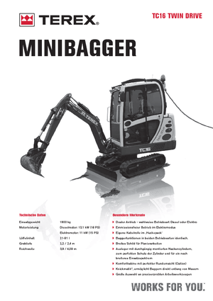 Mini Excavators Terex TC 16 Twindrive