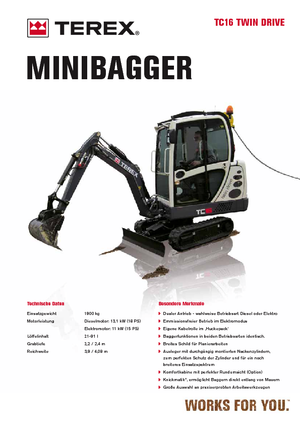 Mini Excavators Terex TC 16 Twindrive
