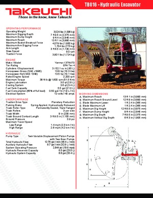 Mini ekskavatörler Takeuchi TB 016 A