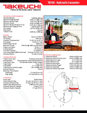 Mini Excavators Takeuchi TB 108 Hybrid