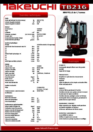 Mini Excavators Takeuchi TB216S