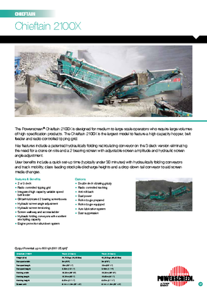 Mobile Screening Plants Powerscreen Chieftain 2100 X 2D