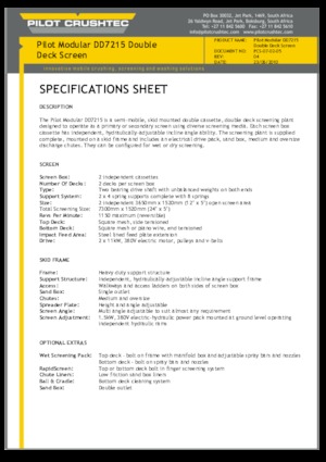 Mobile Screening Plants Pilot Crushtec DD7215