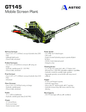 Mobil tarama tesisleri Astec GT145MF