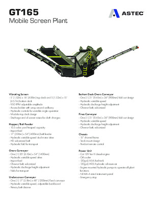 Mobile Screening Plants Astec GT165MF
