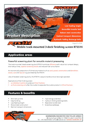 Mobile Screening Plants Rockster RTS514