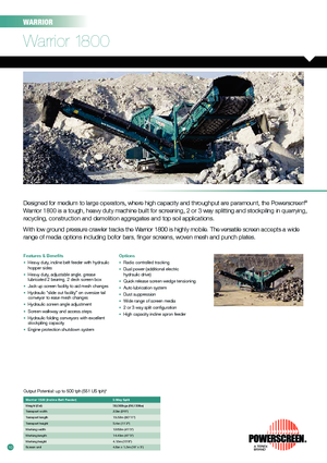 Mobil tarama tesisleri Powerscreen Warrior 1800