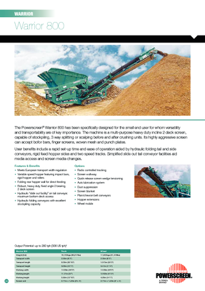 Mobile Screening Plants Powerscreen Warrior 800 Kette
