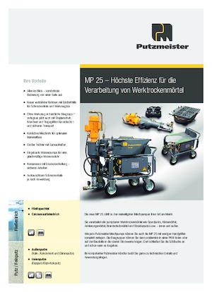 Mortar Mixing Pumps Putzmeister MP 25
