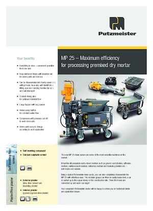 Mortar Mixing Pumps Putzmeister MP 25