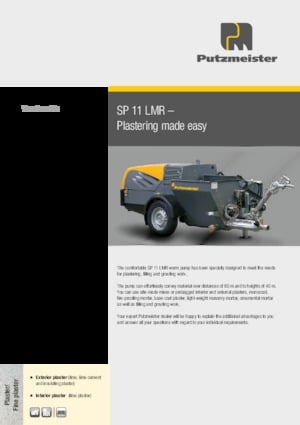 Mortar Mixing Pumps Putzmeister SP 11 LMR