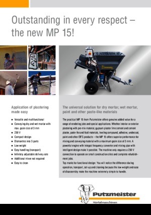 Mortar Mixing Pumps Putzmeister MP 15