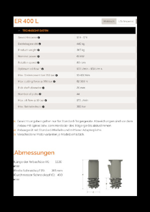 Monte edilebilir freze başlıkları (hidr.) Erkat ER 400L