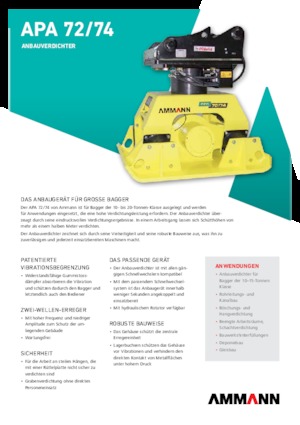 Compactors for Hydraulic excavators Ammann APA 7274