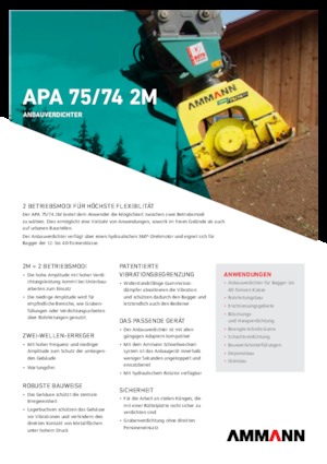 Compactors for Hydraulic excavators Ammann APA 7574 2M