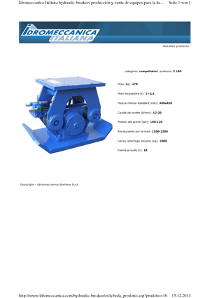 Compactors for Hydraulic excavators Idromeccanica C 180
