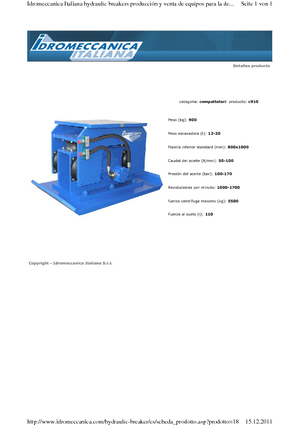 Compactors for Hydraulic excavators Idromeccanica C 910
