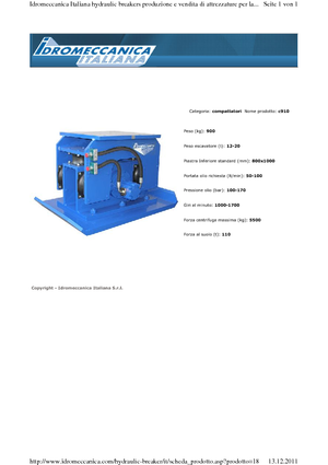 Compactors for Hydraulic excavators Idromeccanica C 910