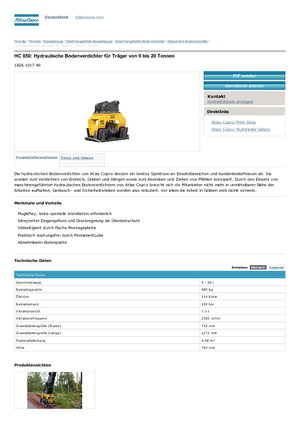 Compactors for Hydraulic excavators Atlas Copco HC 850