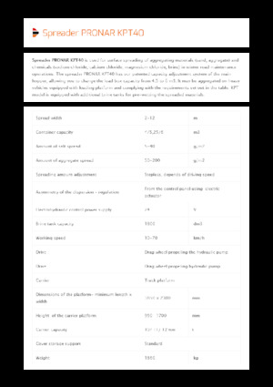 Monte edilmiş yayılma meclisleri Pronar KPT 40 