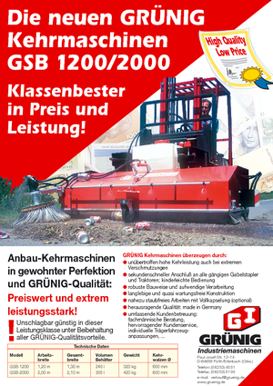 Mounted Sweepers Grünig GSB 2000