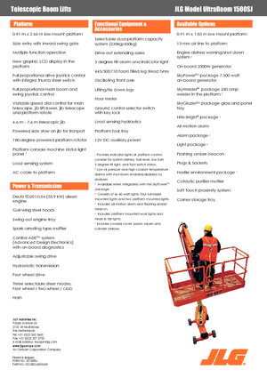 Wheeled Telescopic Boom Lifts JLG 1500SJ